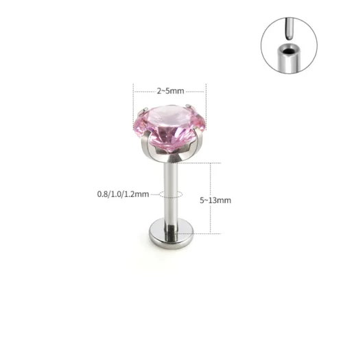 Threadless Push in  Prong Set CZ Stud