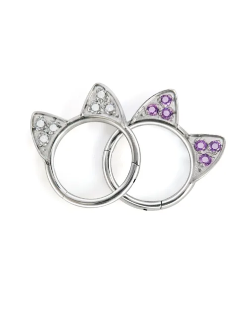 Titanium Steel Cat Ear Earrings with 5A Zircon Piercing Jewelry