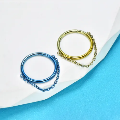 F136 Titanium Alloy Chain Open Ring Earrings Piercing Jewelry