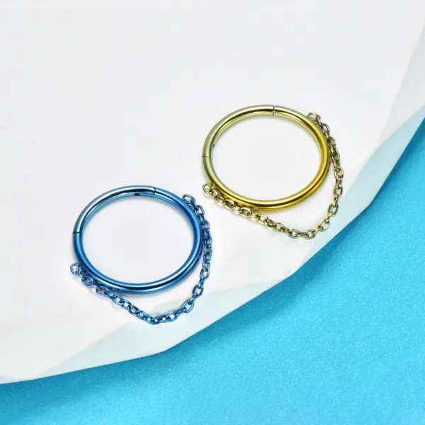 F136 Titanium Alloy Chain Open Ring Earrings Piercing Jewelry