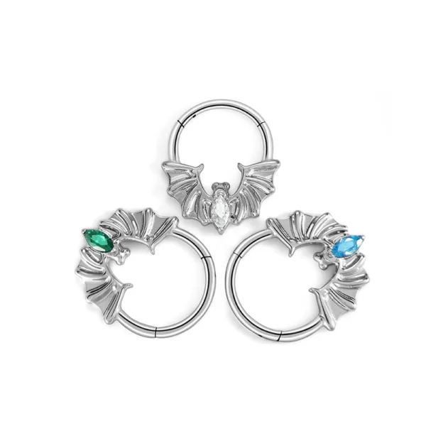 316 Titanium Steel Bat Earrings with Zircon Piercing Jewelry